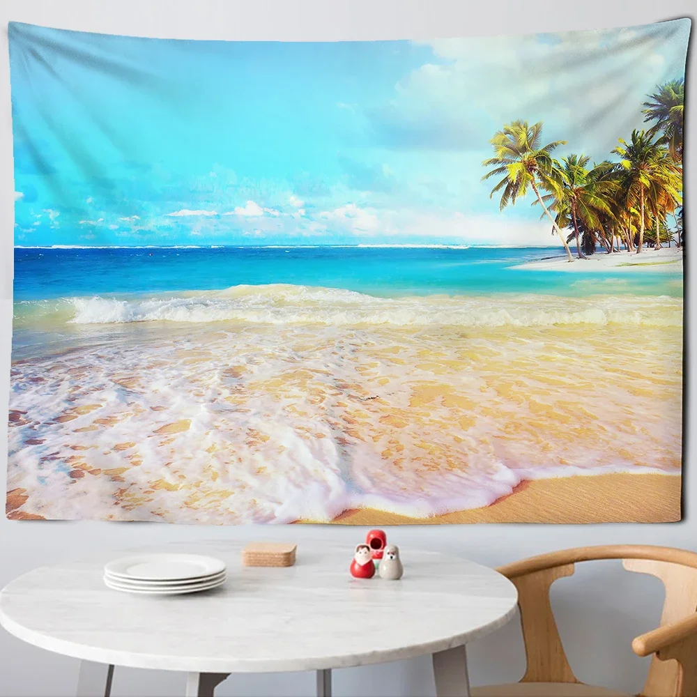 

Красивый натуральный лес с принтом, большой настенный гобелен с видом на море, хиппи, висячие богемные настенные гобелены, декор мандалы