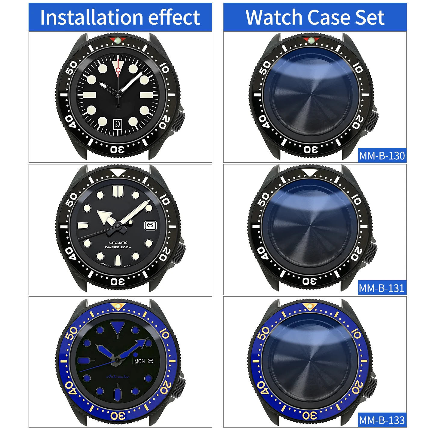 MM300 SRPD SKX Uhrengehäuse-Set Mattschwarze Uhrengehäuse MOD Uhrenteile NH NH35 NH36 4r36 4r35 Modifikationsteile Saphir Maßanfertigung – Detail 2