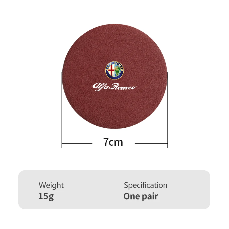 2 PCS Car leather Water Coaster Non-Slip Mat Car Bottle Holder Insert Pad For Alfa Romeo Giulietta 159 147 156 166 Mito Giulia