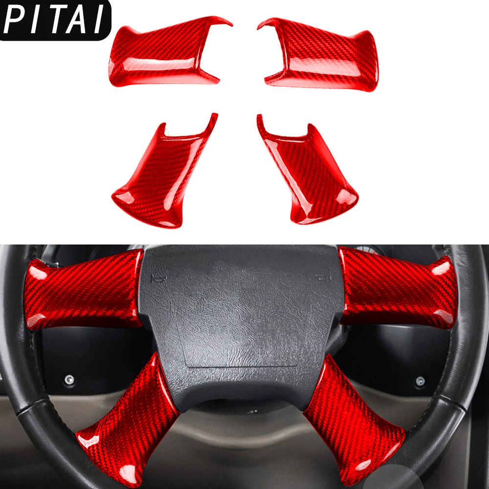 For Oldsmobile Bravada 2001-2004 Real Carbon Fiber Steering Wheel Button Panel Trim Strips Car Interior Accessories Sticker