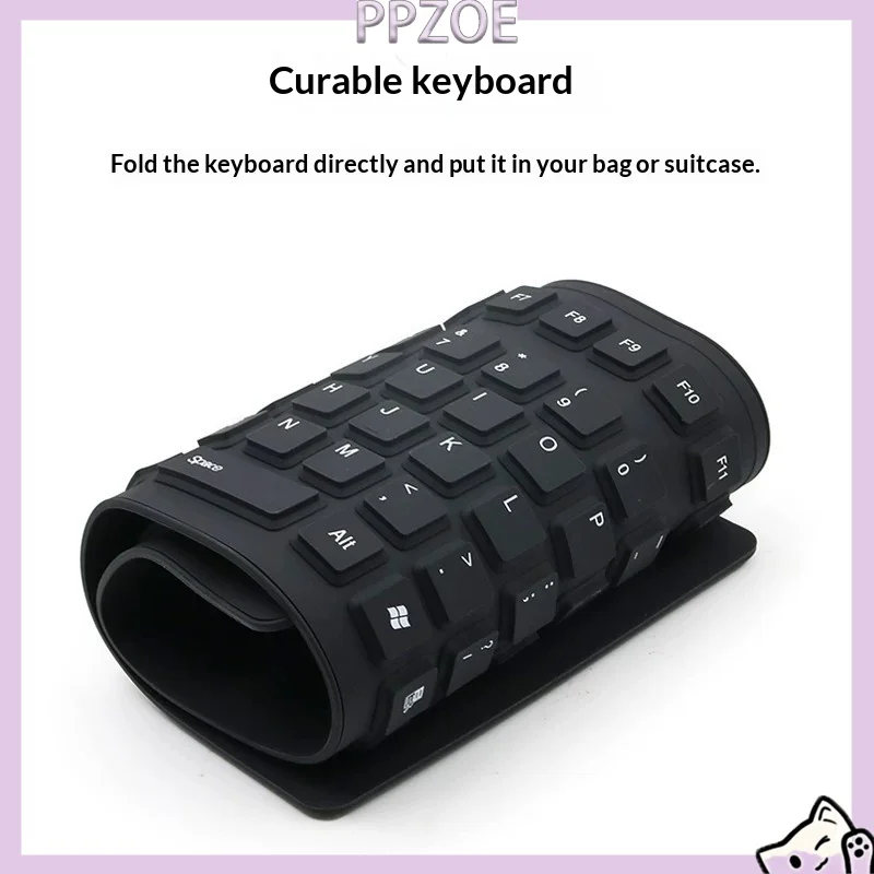 ONTEN 105C USB Wired Silicone Keyboard,85 Keys Foldable Rollable Soft Silent Portable Keyboard For Laptop Desktop PC