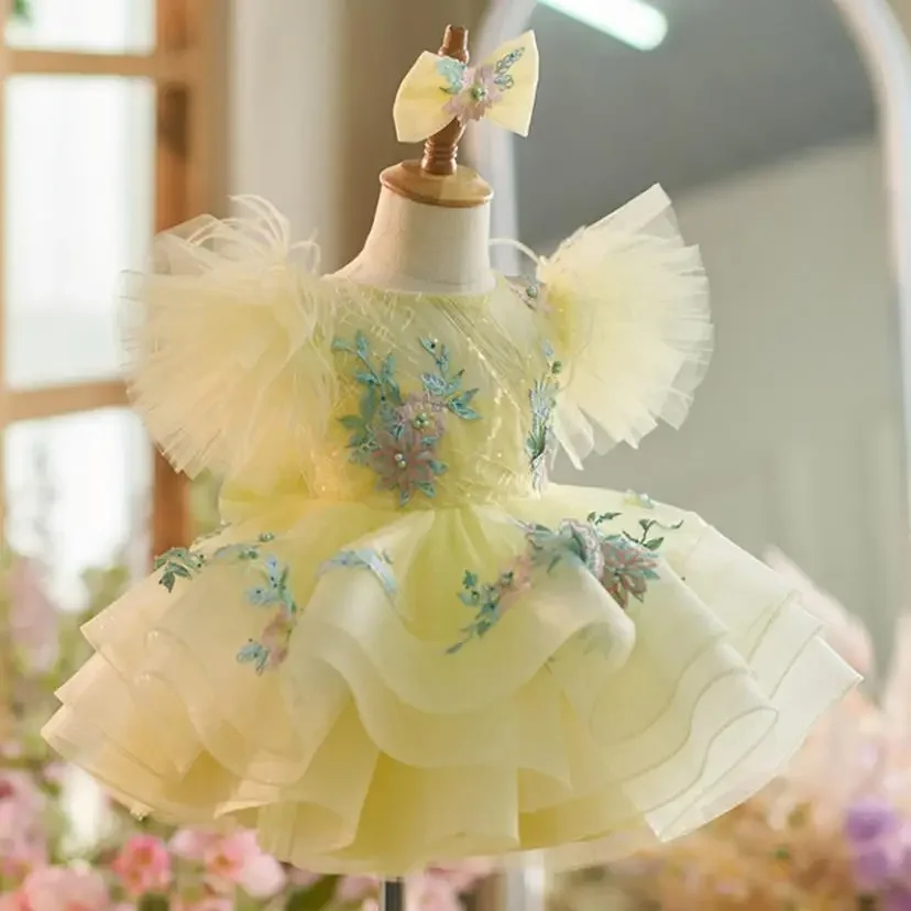 Children's Princess Ball Gown Host Performance Wedding Birthday Baptism Party Girls Dresses Vestidos Bridesmaid Dresses