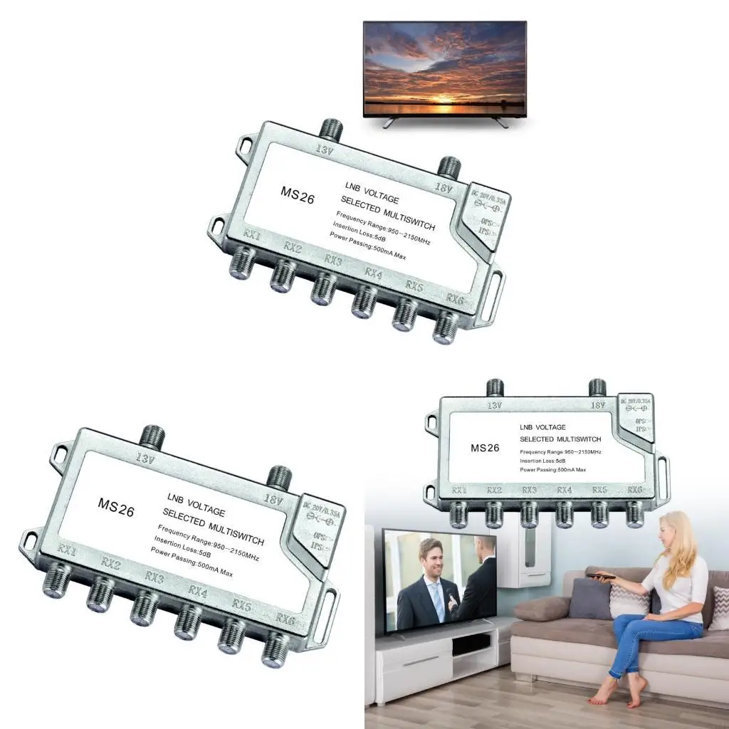 

Сверхмощный распределительный коммутатор спутникового сигнала с 2 входами и 6 выходными портами, идеально подходящий для домов с