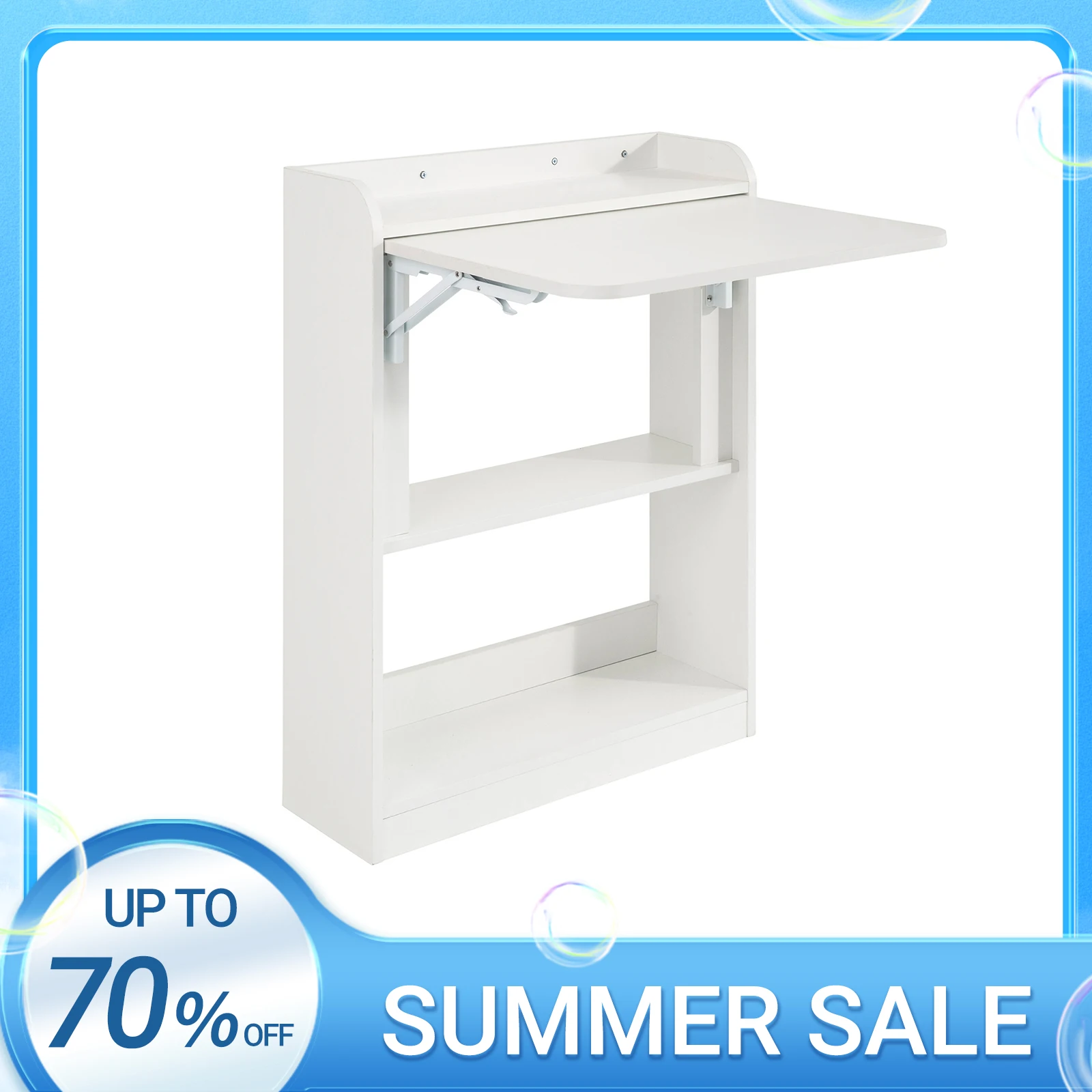 SoBuy FWT92 table d'ordinateur pliante avec étagères table pliante table de travail table de bureau pour table murale de bureau à domicile