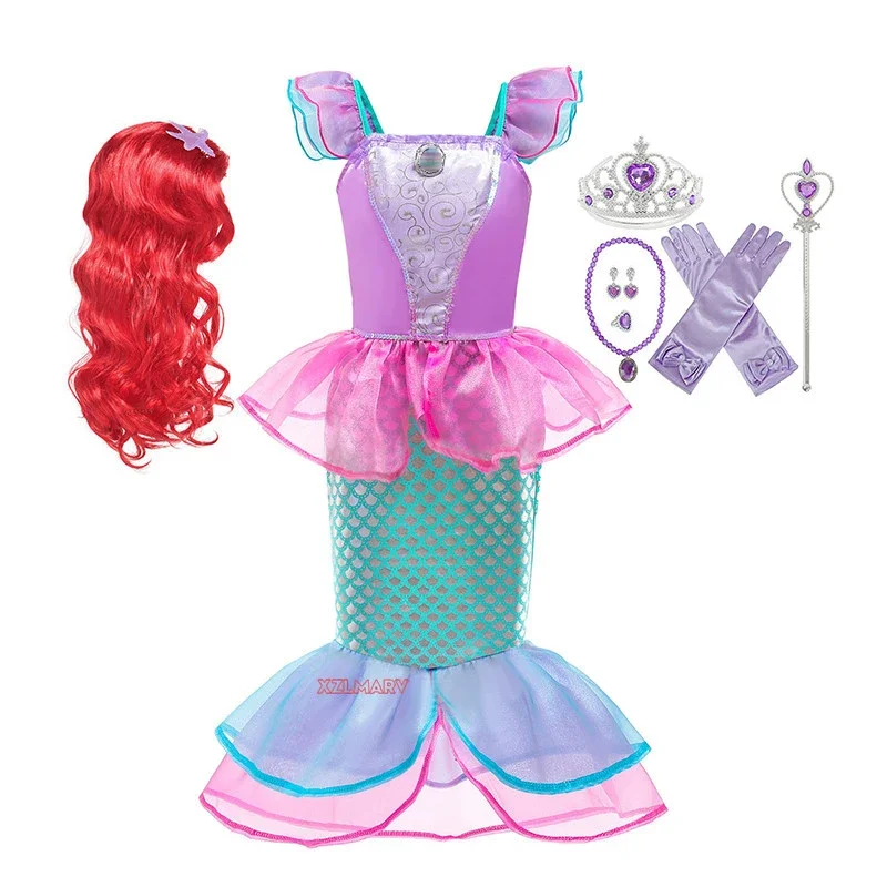 Disfraz de la Sirenita Ariel para niñas, ropa de fiesta de cumpleaños, Carnaval, 2024