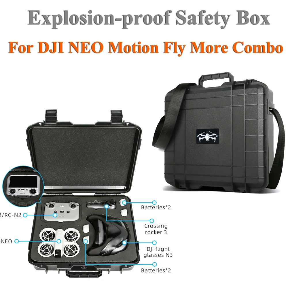 Hard Shell Case for DJI NEO Motion Fly More Combo Carrying Explosion-proof Safety Box DJI Goggles N3 Handbag Storage Bag