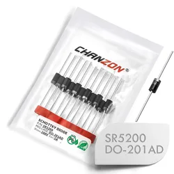 20Pcs SR5200 SB5200 Schottky Barrier Rectifier Diodes 5A 200V DO-201AD Axial 5 Amp 200 Volt SR 5200