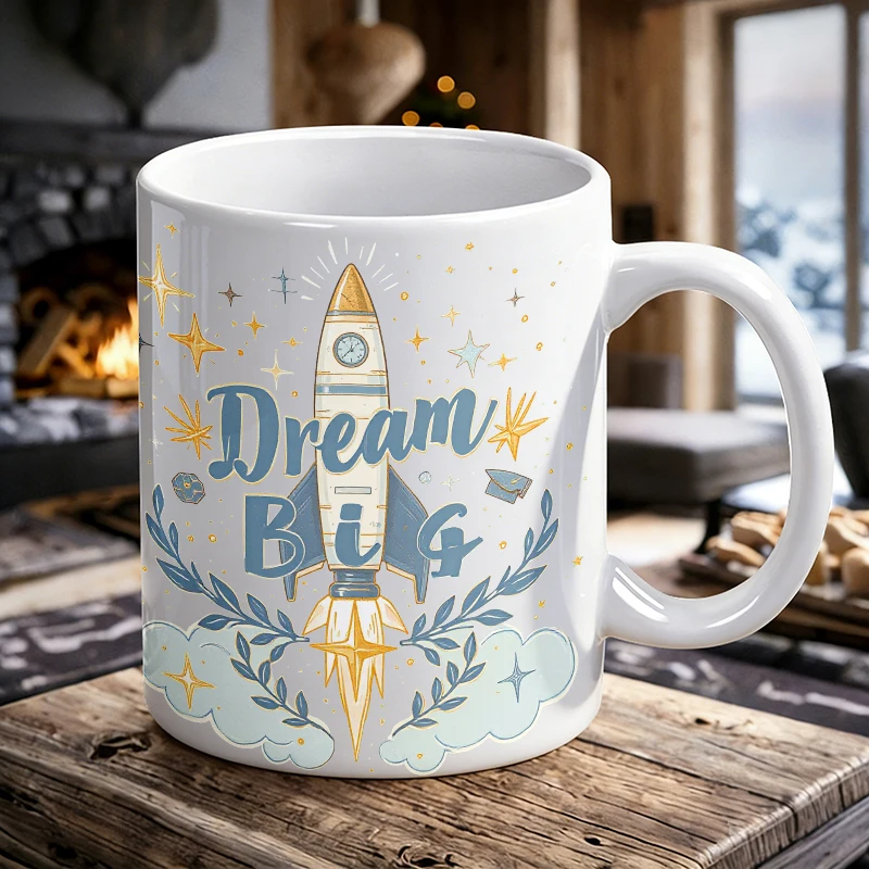 

Inspirational 'Dream Big' Ceramic Mug, Coffee Mug, Milk Cup, Office Tea Cup, Drinking Cup, Gift for Friends, Fade-Resistant
