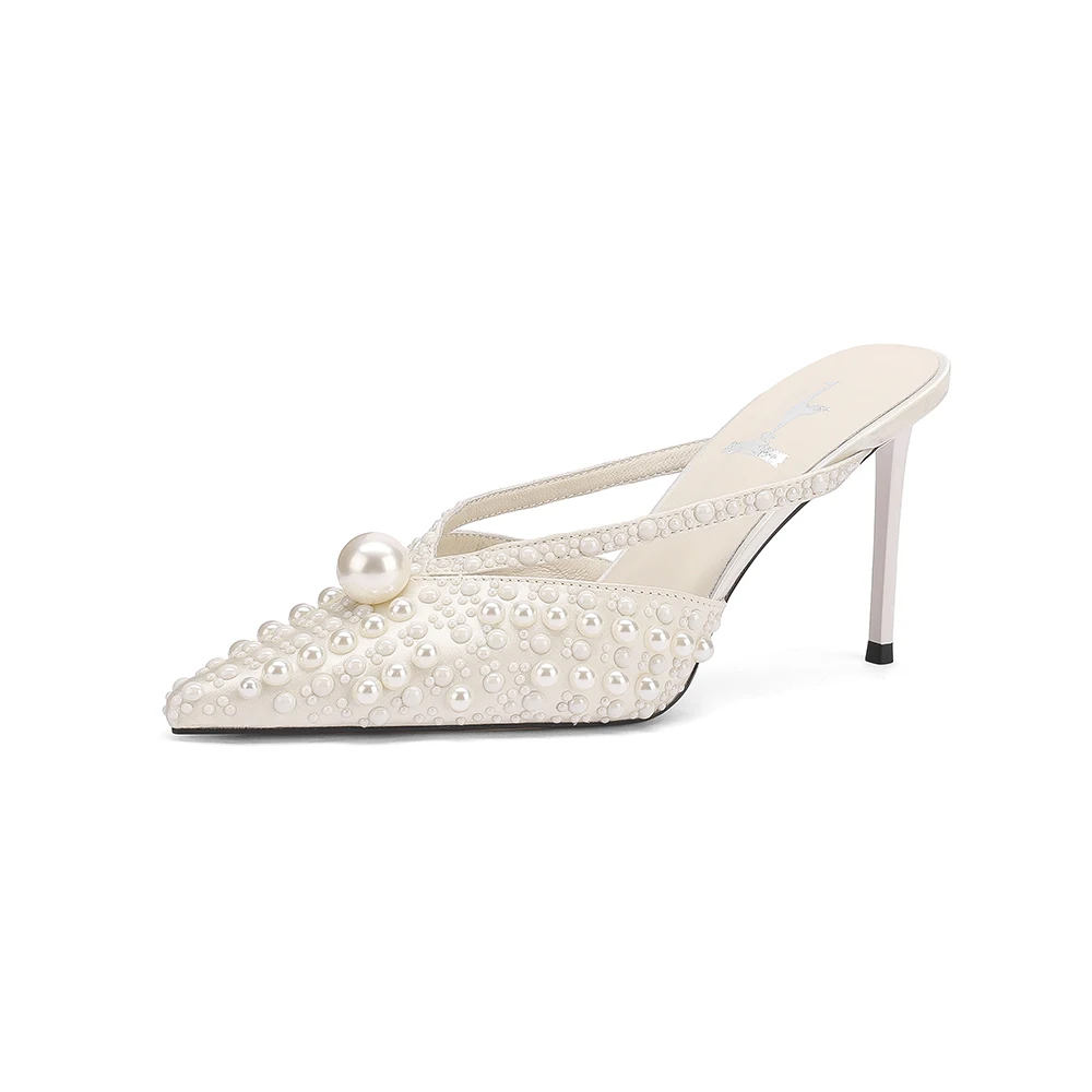 Woman Summer Shoes New Trend Silk Sandals Elegant Slipper High Heel PointedToe Pumps Women's Shoes Party Wedding Shoes