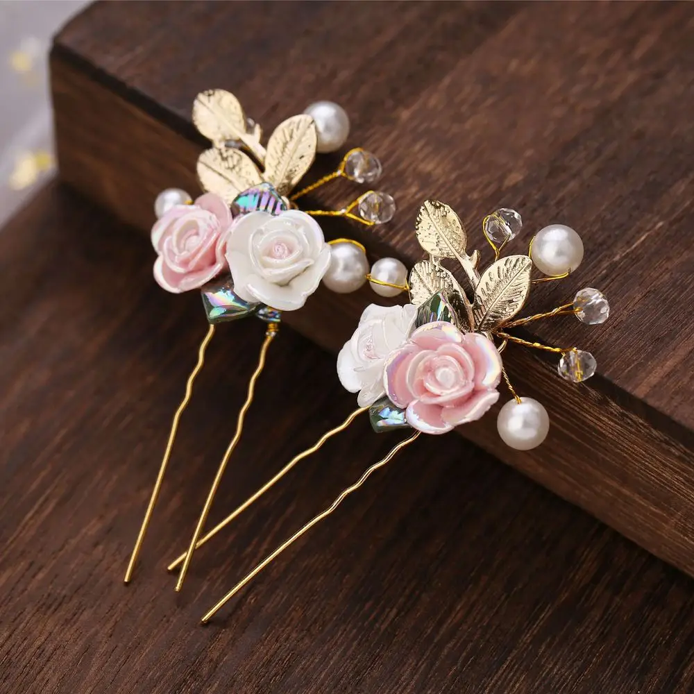 Headwear Headdress Crystal Accessories Ancient Style Ceramics White Hairpin Girls Hairpin Headdress