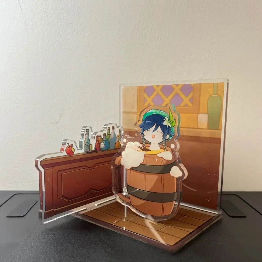 2025 Game Anime 10cm Acrylic Desktop Stand Model Bath Barbatos Venti WenDI Figure Decor Sign Cosplay Gift