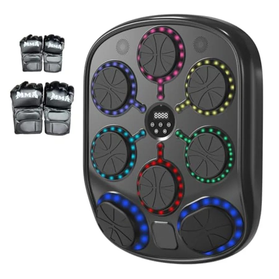 Music Boxing Machine for Adults and Smart Bluetooth Wall Mounted Punching Target with LED Feedback Boxing Gloves Home Gym Elect