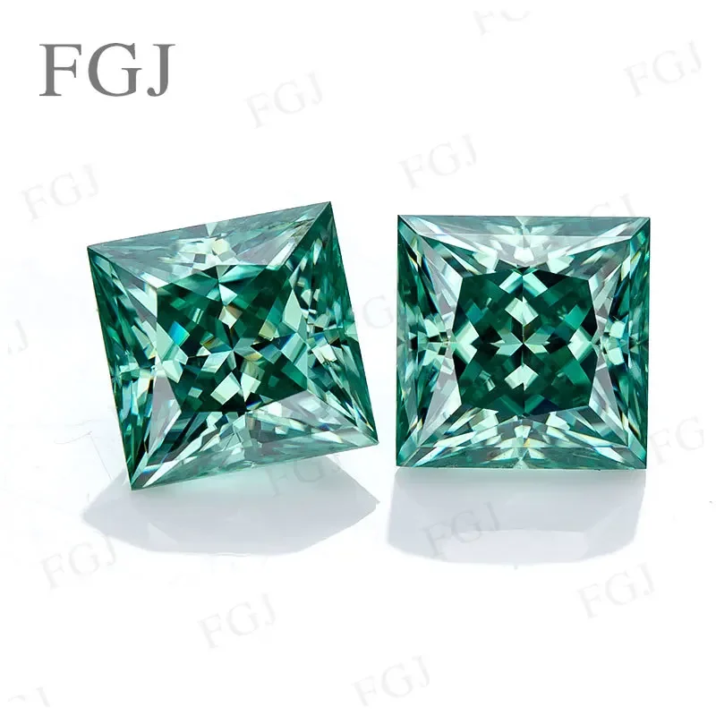 

Moissanite Gemstones VVS1 Princess Cut Green Color with GRA Loose Stone Beads Pass Diamond Tester Fashion Jewelry Making DIY