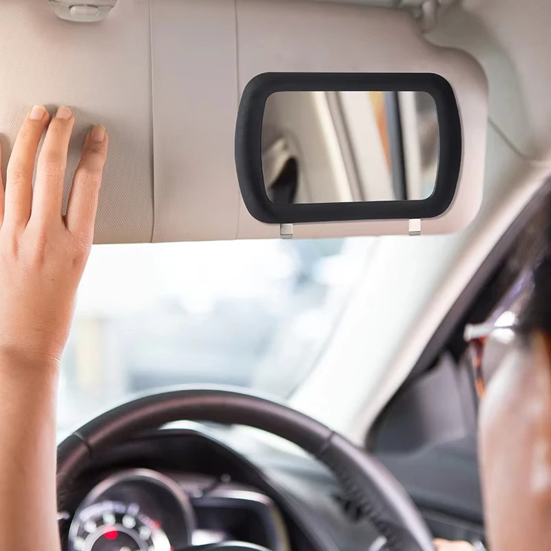 Car Sun Visor Makeup Mirror Universal Clip-on HD Vanity Mirror Portable Auto Cosmetic Mirror Car Interior Decor Accessories