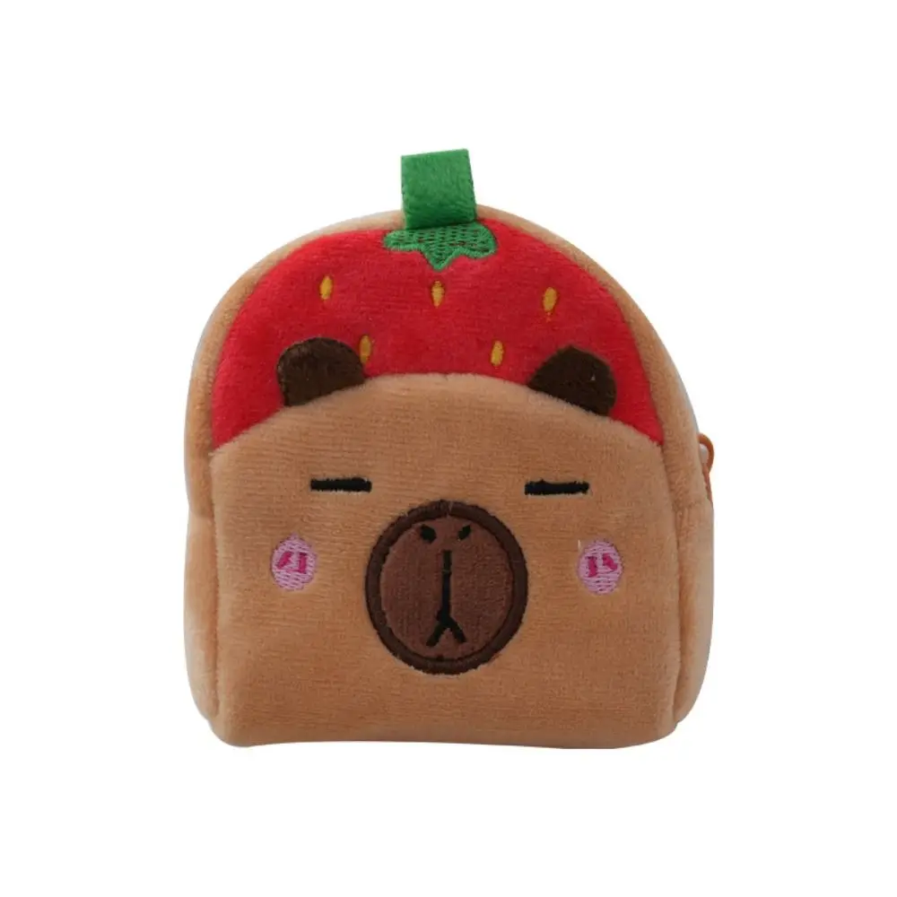 Cartoon Animal Capybara Plush Coin Purse watermelon Strawberries Capybara Plush Wallet Soft Pink strawberry