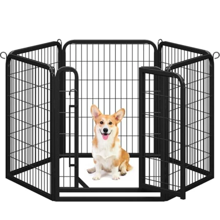 

Dog Playpen Outdoor 32 inch 6 Panels Dog Pen Indoor Heavy Duty Puppy Exercise Pen Metal Pet Fence for RV Camping/Yard/Garden