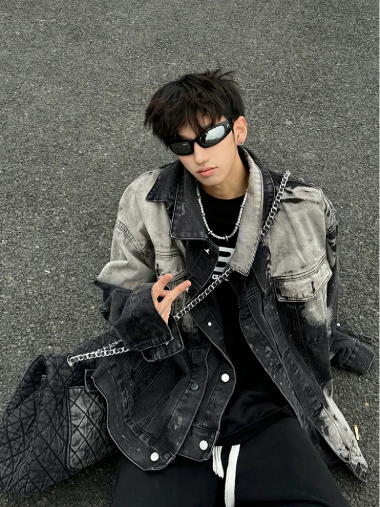 

Винтажная мужская джинсовая куртка Waed в американском уличном стиле, весенне-осенняя модная брендовая рабочая куртка свободного кроя с длинными рукавами