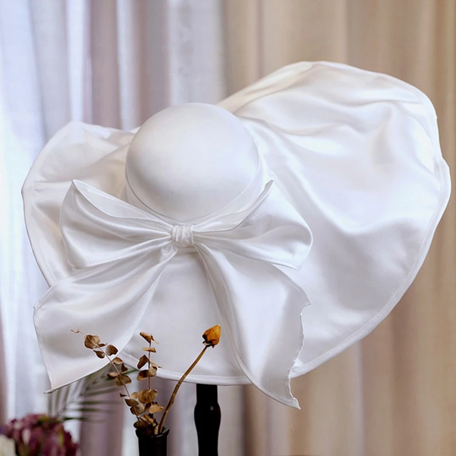 Elegant In Stock White Plus Size Wedding Hats for women Novios elegant Bride  Bride Hats Accessoires Mariage 2025