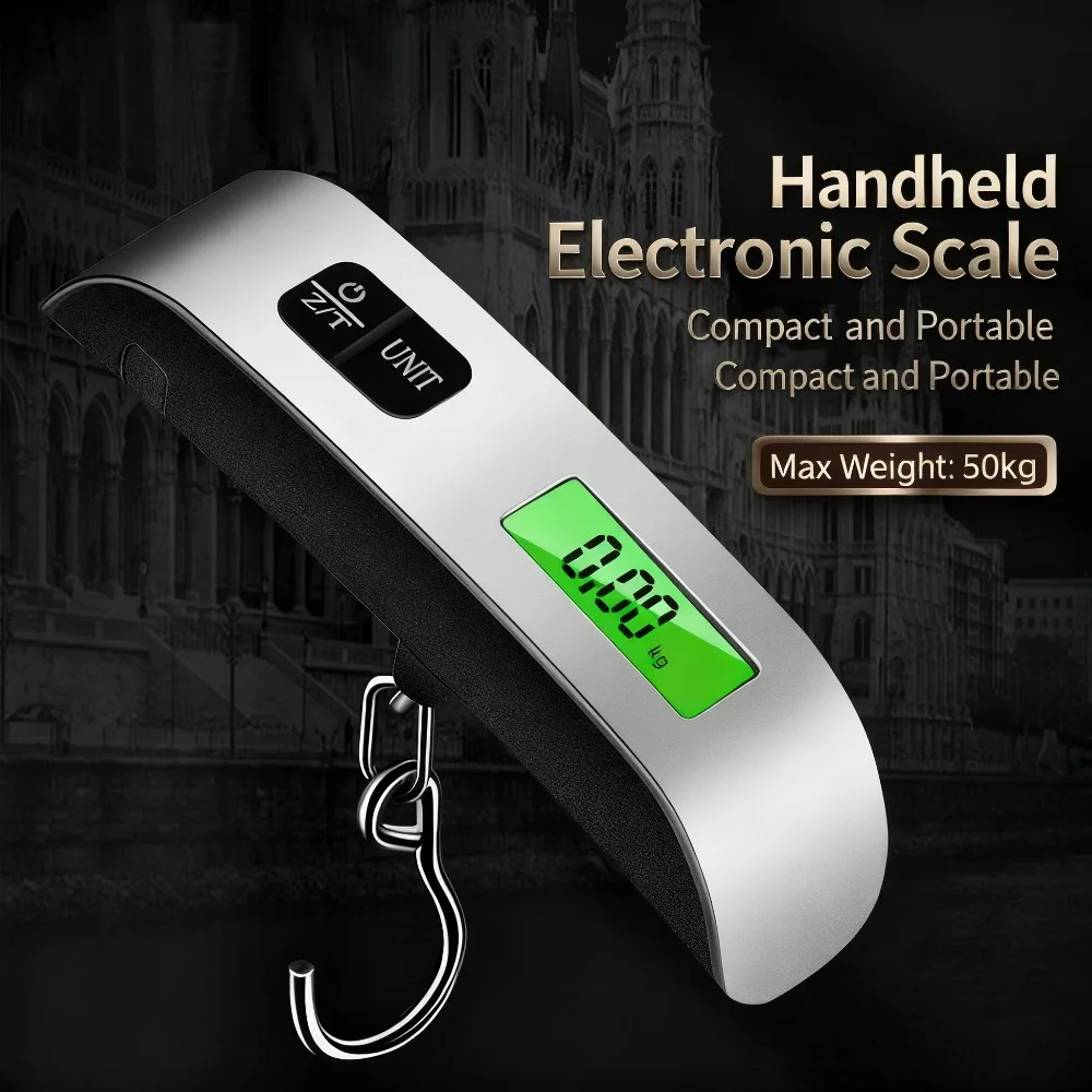 مقياس محمول شاشة الكريستال السائل الرقمية 110lb/50 كجم الأمتعة الإلكترونية حقيبة معلقة السفر يزن الأمتعة حقيبة أدوات توازن الوزن #1