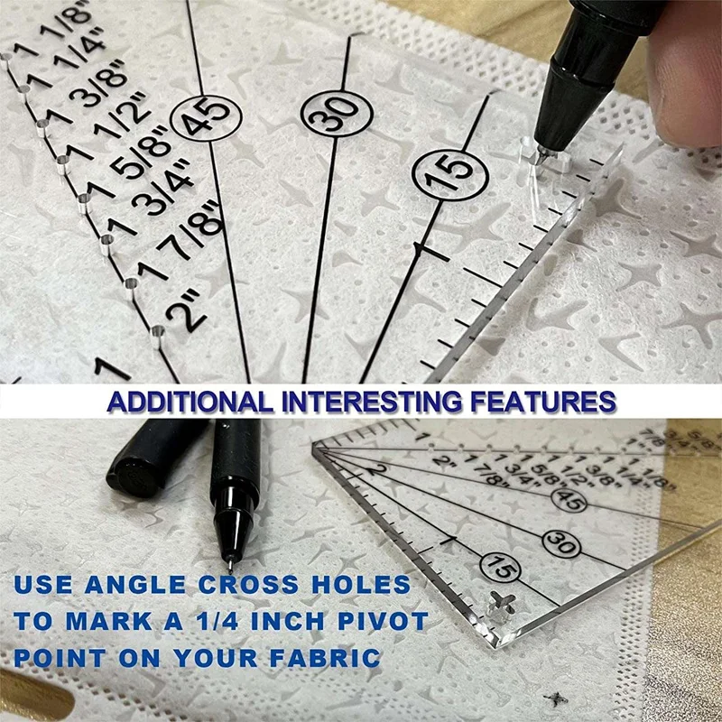 Seam Ruler Quilting Seam Guide Ruler For 1/8 Inch To 2 Inch Straight Line Hems,Perforated Seam Gauge Seam Measuring Tool