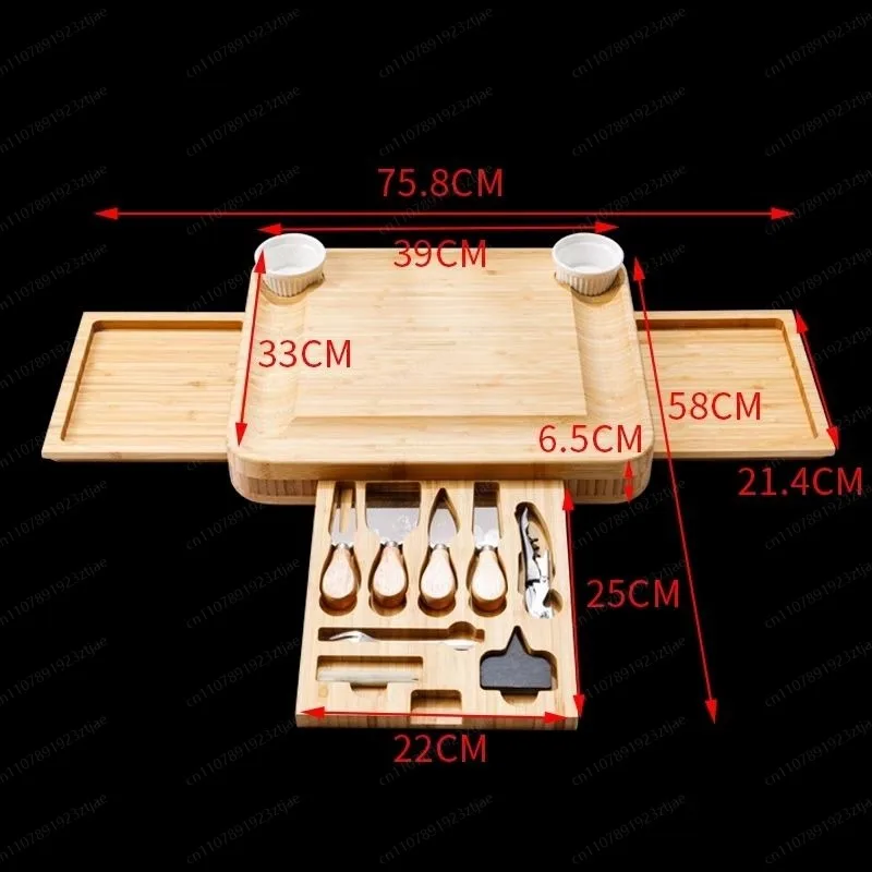 3-Drawer Bamboo Cheese & Cutting Board Set, Nordic Style Serving Tray with Knife for Fruit, Bread, Steak view 5