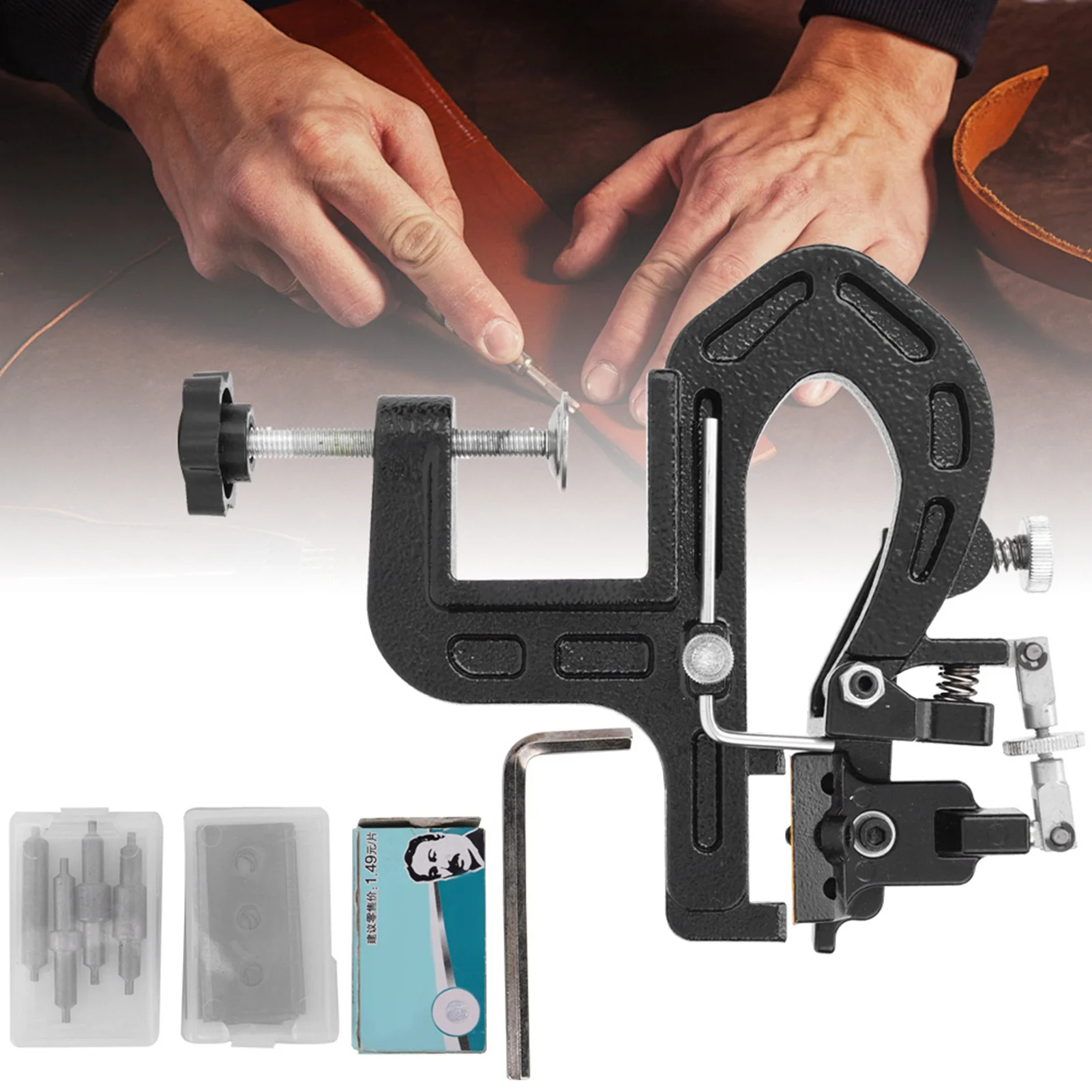 Manual Leather Edge Skiving Machine Adjustable Skiver for Precise Bevelling Paring Craft Tool for Wallet Belt Bag Making