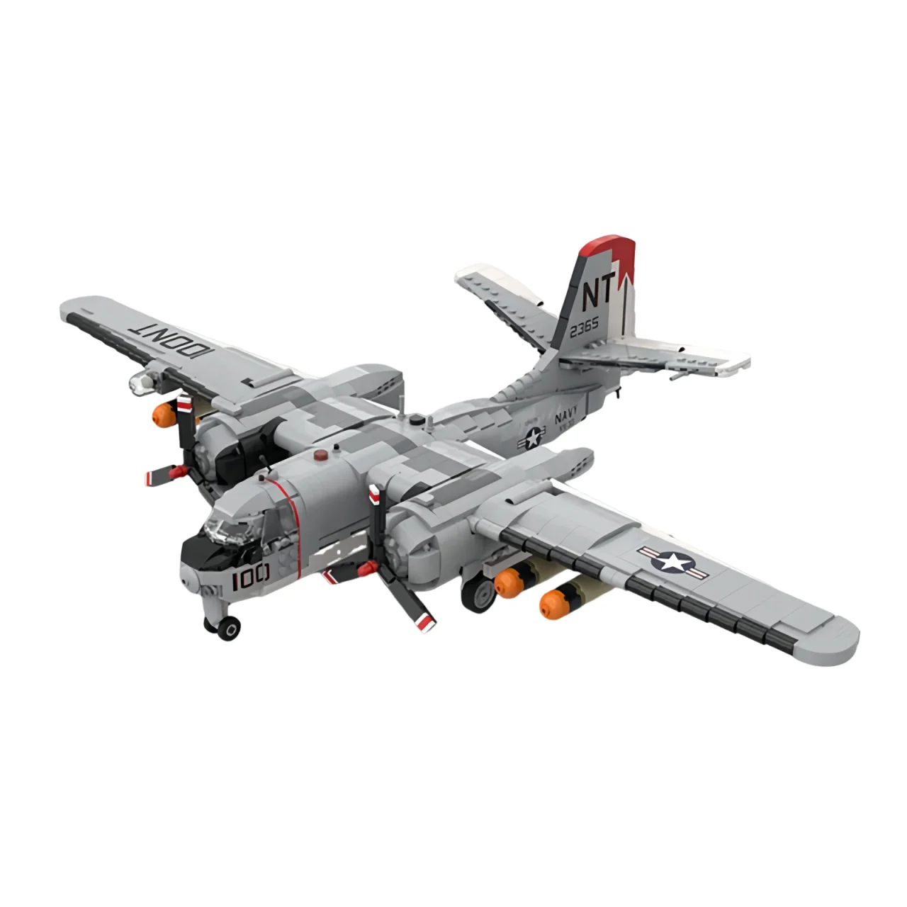 New Moc 1/35 USA Tracker S-2 ASW Plane S-2 Anti-Submarine Warfare Aircraft Fighter Building Blocks Action Figure Toys