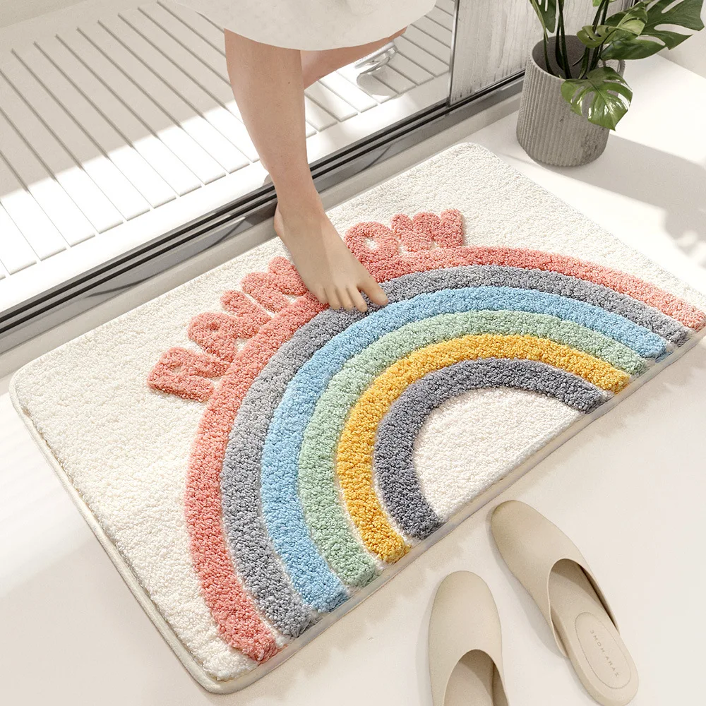 VIKAMA Absorbent Bath Rug Nordic Simple Home Decoration Soft Non-Slip Floor Mat Imitation Cashmere Door Mat