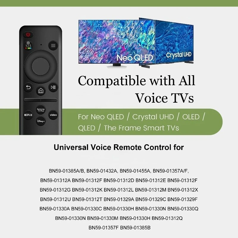 Remote Control for Samsung Smart TV BN59-01385A/B BN59-01432A Replacement Universal Voice Remote for 2019-2024 TVs Control
