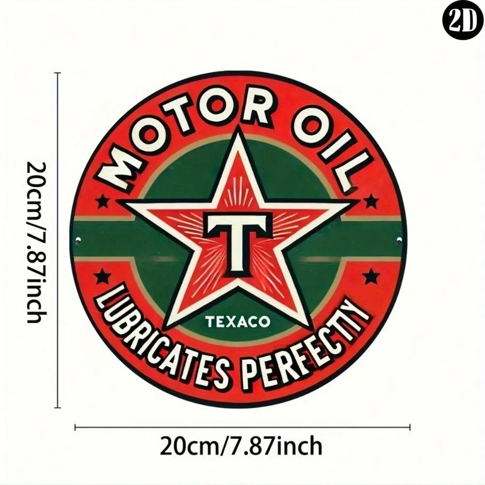 علامة زيت محرك معدني عتيق من تكساكو مقاس 8 × 8 بوصة - لوحة فنية جدارية متينة للمطبخ/البار، هدية عيد الهالوين وعيد الميلاد والعام الجديد #4