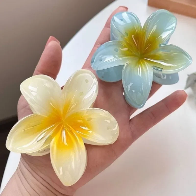 3PCS/SET Flower Hair Claw for Women Trendy Sweet Beach Style Gradient Hair Claws Crab Clamp Barrettes Hairpins Hair Accessories