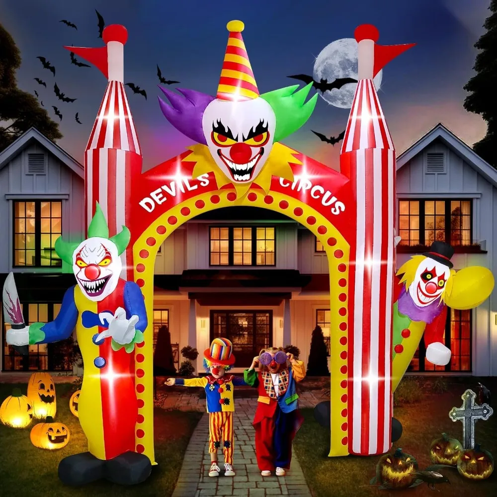 

12 FT Halloween Inflatables Clown Archway Outdoor Decorations, with Build-in Lights for Yard Garden Lawn Indoor Outdoor Decor