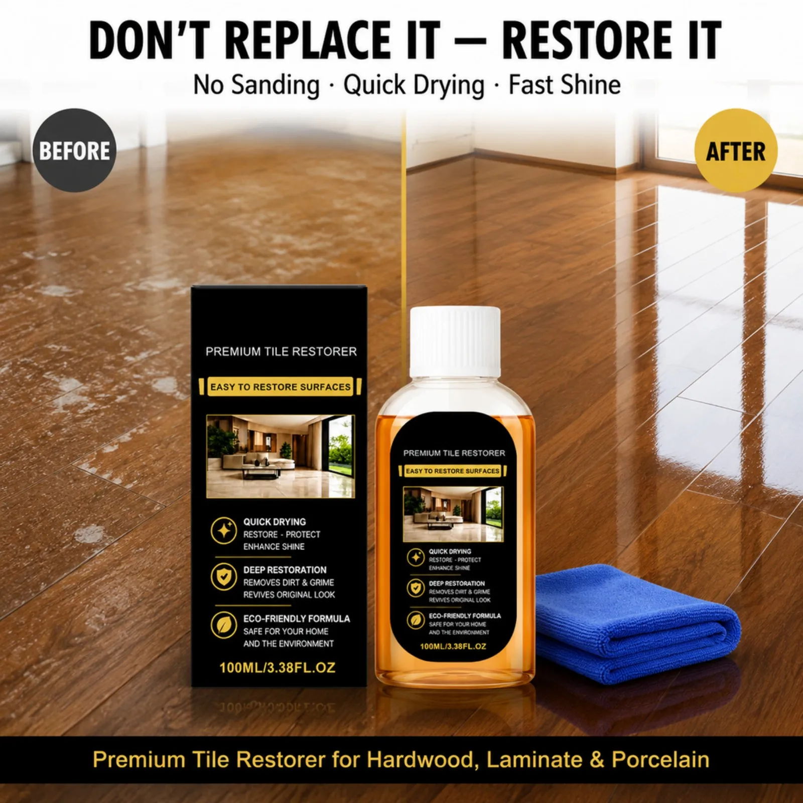 Tile Revive Floor Cleaner Premium Restorer Enhance Gloss Form Protective Layer Removes Dirt And Grime Multi Surface 100ml