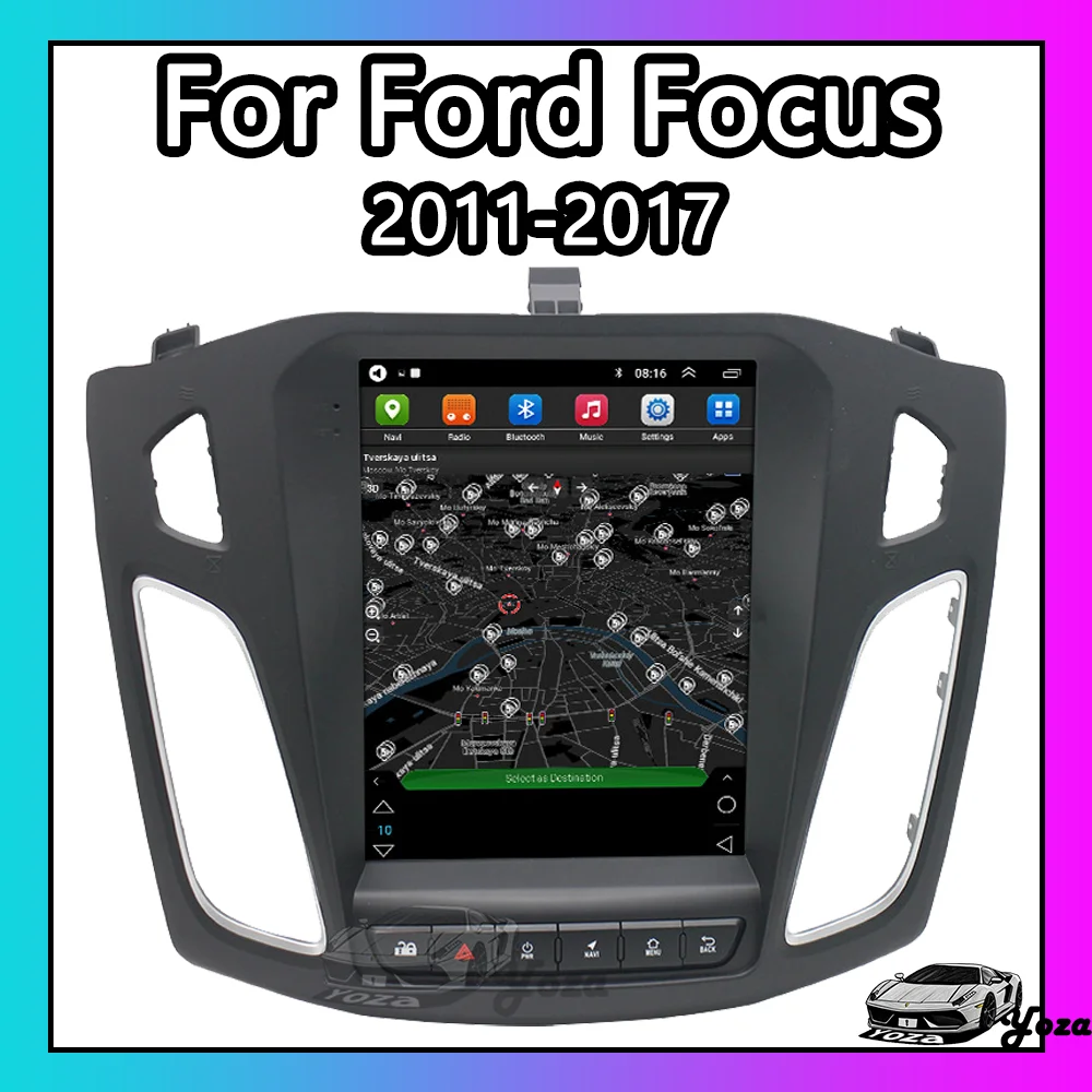 Yoza Carplay Car Radio For Ford Focus 2011-2017 Android11 Tesla Screen Multimedia Player GPS Navigation 4G WIFI Gift Tools