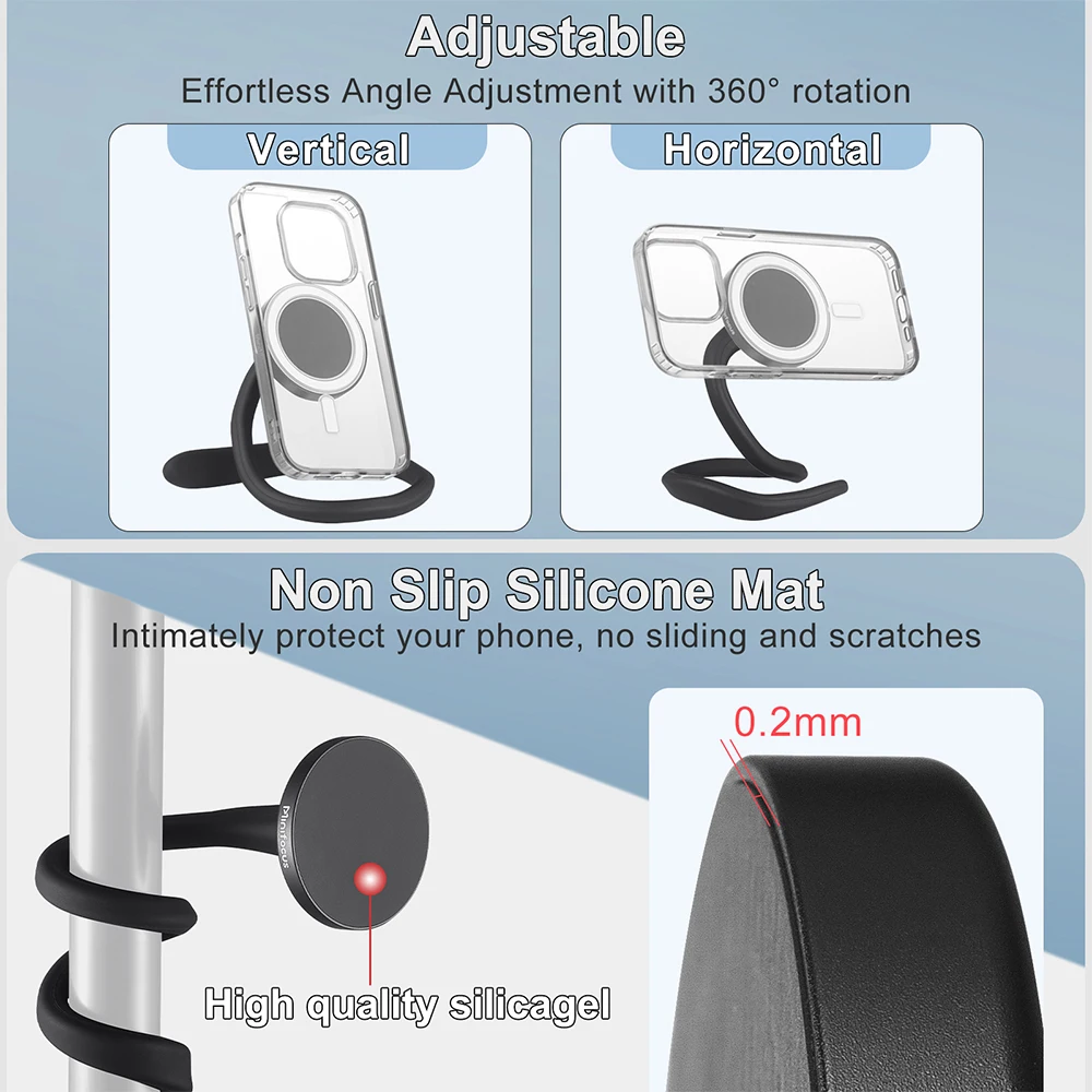 حامل هاتف خلوي مرن محمول مع محول تثبيت مغناطيسي ، عمود عصا ذراع طويل لكاميرا iPhone andid IP