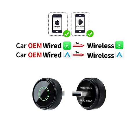 Беспроводной адаптер CarPlay 2-в-1, мини-автомобильный Ai Box, USB-конвертер, проводной CarPlay, Android Auto в беспроводе