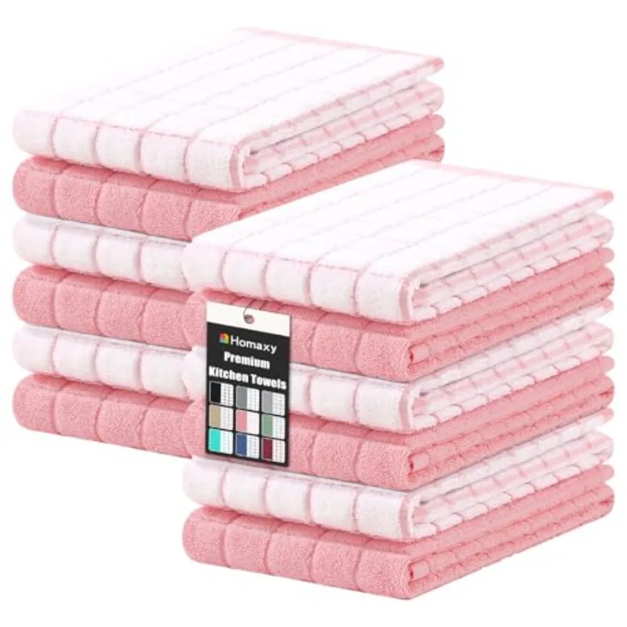 

Premium Cotton Kitchen Towels Large Natural Ring Spun 390 GSM Dish Towels Super Absorbent Terry Kitchen Hand Towels Soft Tea To