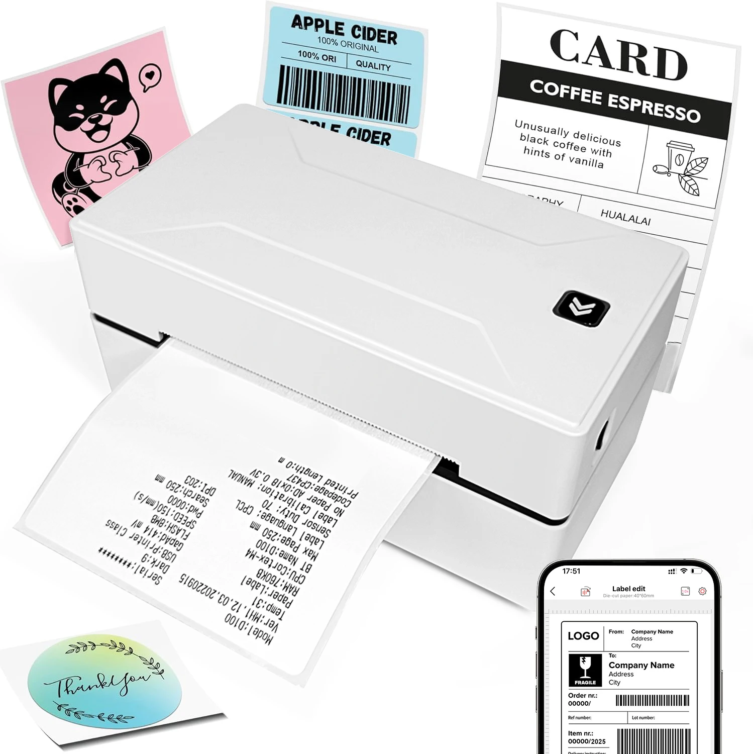 

Термопринтер Marklife Label D100, портативный Bluetooth 4X6 дюймов, принтер транспортных этикеток для кухни, школы, офиса, малого бизнеса