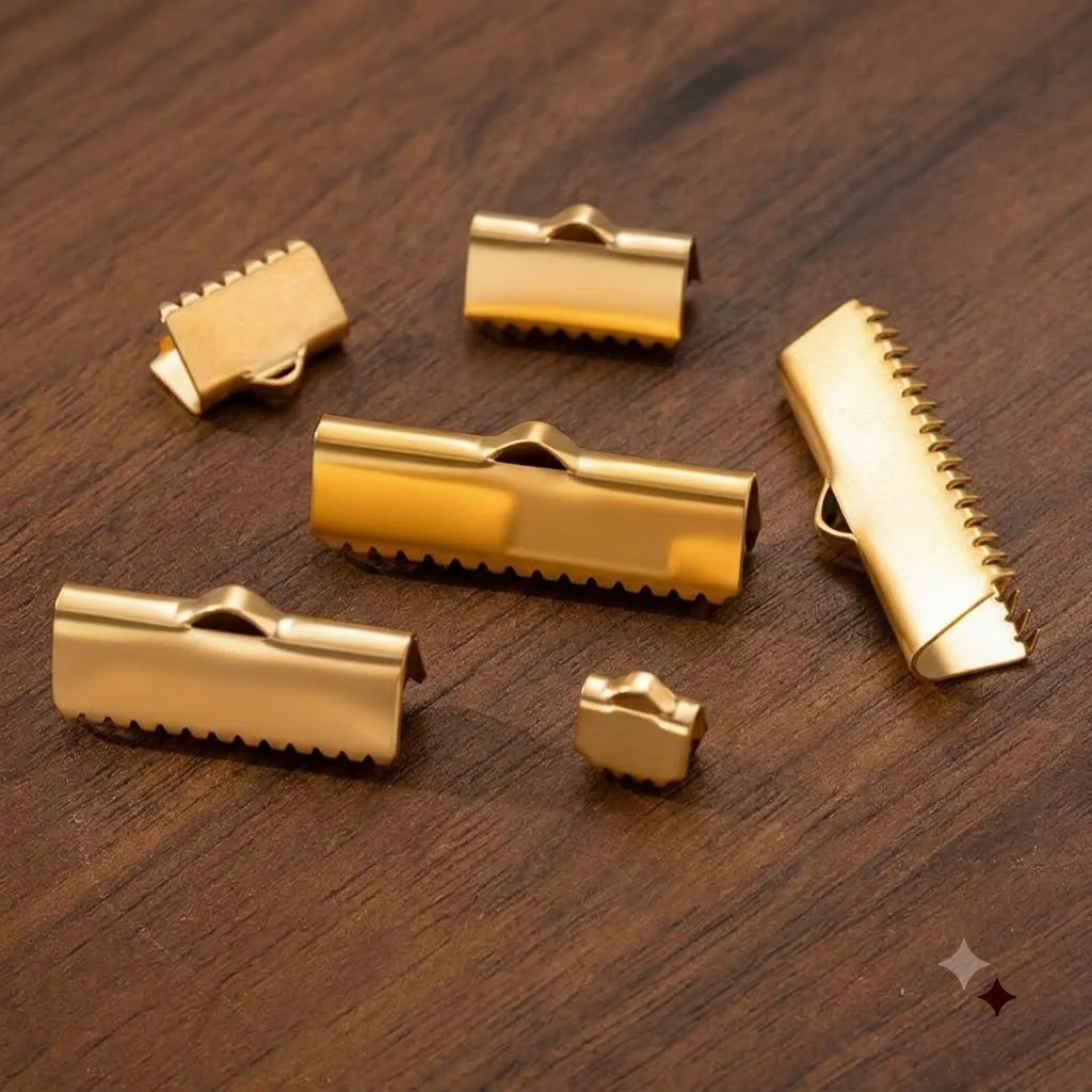 20Pcs Stainless Steel Crimp End Buckle Tips Clasp Cord Flat Cover Clasps Leather Clip For DIY Bracelet Connectors Jewelry Making