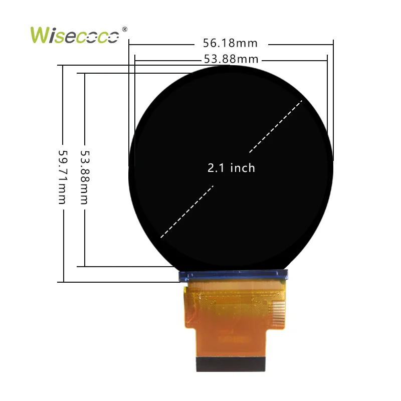 Wisecoco 2.1inch Round Tft Lcd Module 480*480 Lcd Display SPI Interface Circular LCD Screen for Wearable Device - view 4