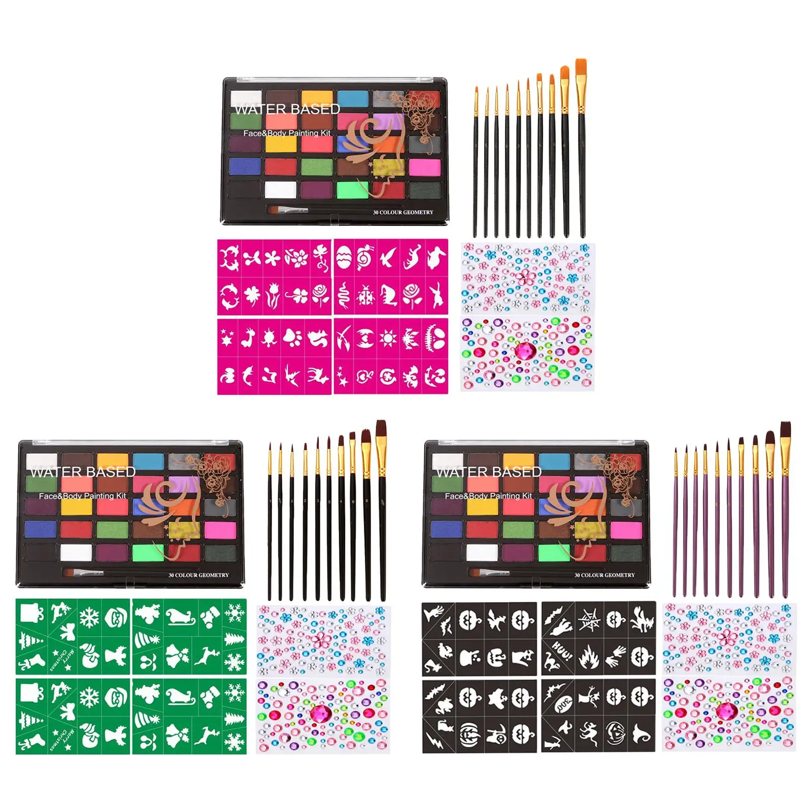 プロフェッショナルフェイスボディペイントキット 30色 敏感肌にも優しい速乾性フェイスペイントパレットセット ファンシーメイクアップコスプレ用