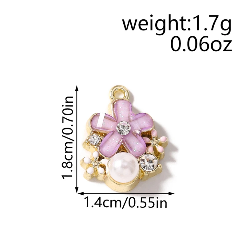 5 Stück niedliche, gemischte Kristall-Metall-Blumen-Anhänger zum Basteln von Ohrringen, Halsketten, Armbändern, DIY-Handarbeiten und Schmuckzubehör – Detail 4