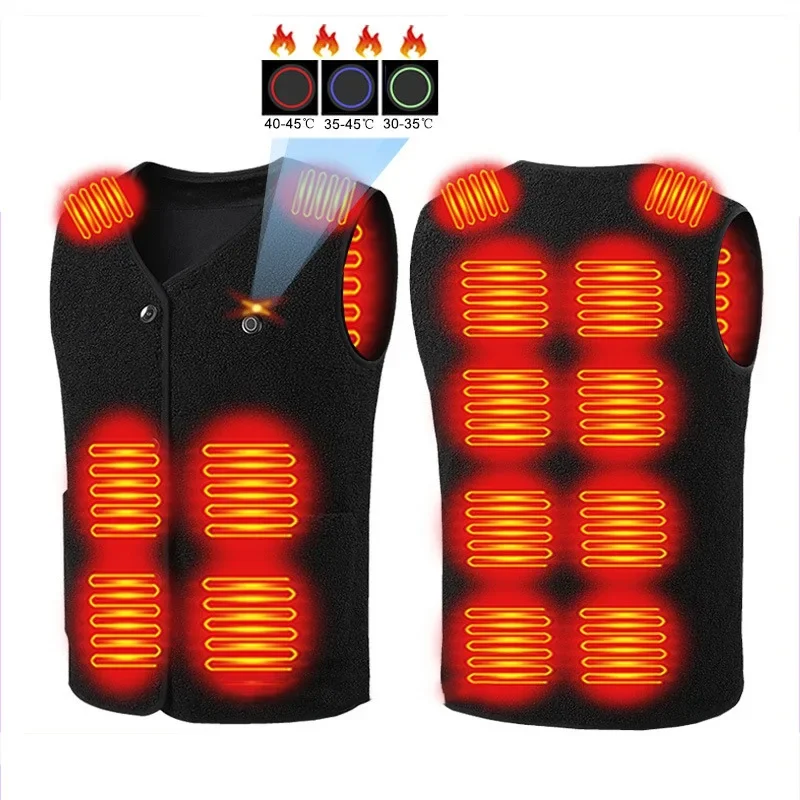 16 مناطق Vset ساخنة USB سترة ساخنة للرجال والنساء الكهربائية الحرارية الخامس الرقبة الجسم دفئا خفيفة الوزن الذكية التدفئة سترة الشتاء #3