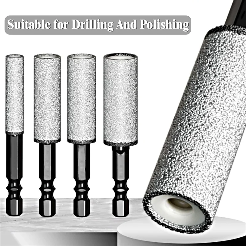 A84E-10-Pack Set di punte diamantate a secco da 12 mm per granito, piastrelle, vetro, marmo, mattoni, pietra - gambo esagonale 1/4