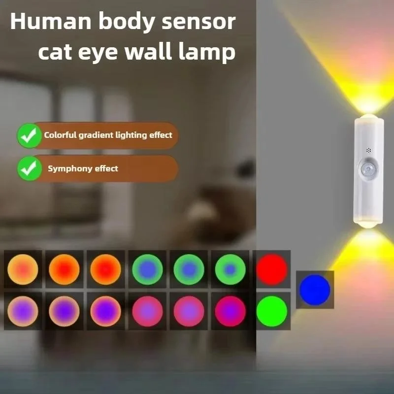 Smart RGB Gradient Night Light Magnetic Motion Sensor Rechargeable Wall Lamp for Bedroom Bathroom Closet Garden Home Decor image 4