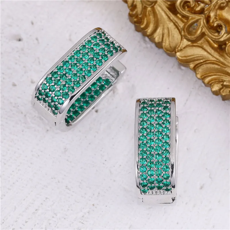 French Luxury high-end Jewelry Women Geometric Simple Versatile Micro-inlaid Zirconium Three-dimensional Square Earrings Design