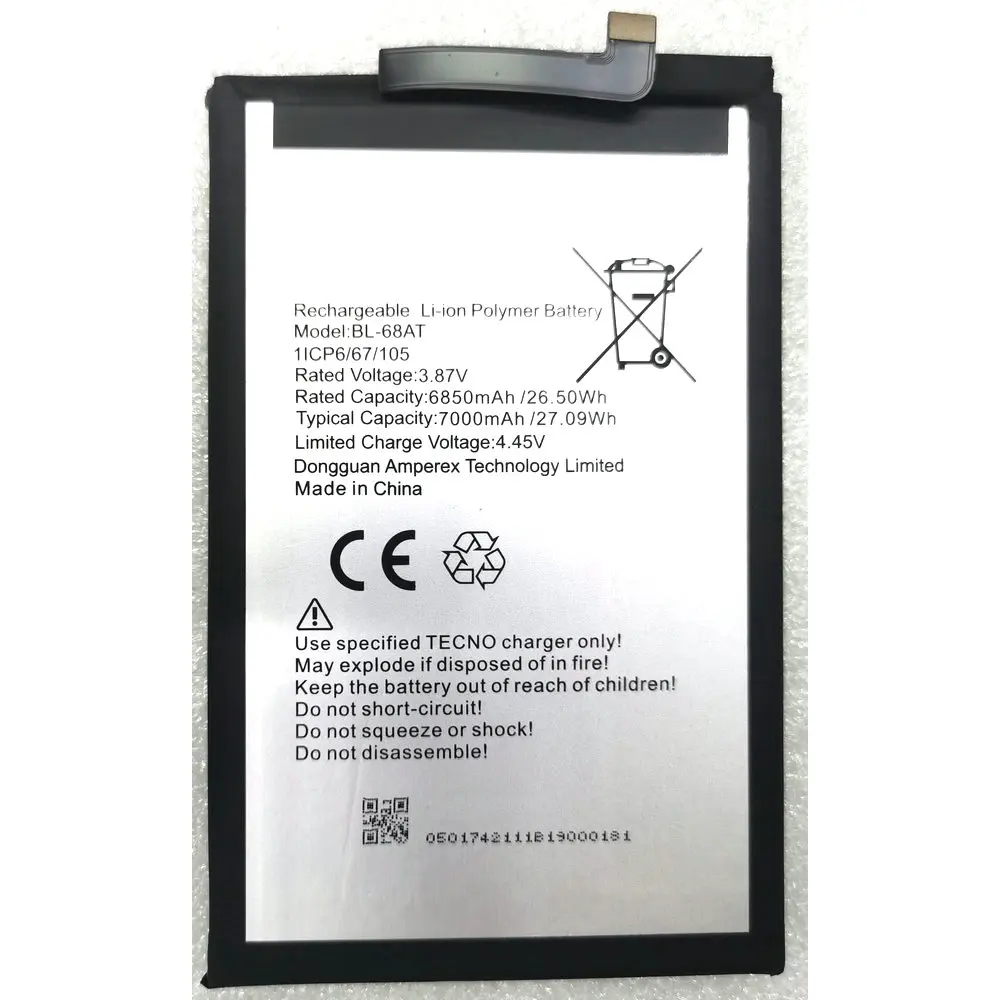 

New Original BL-68AT High Capacity Replacement Battery For Tecno POVA 2 LE7 Mobile Phone