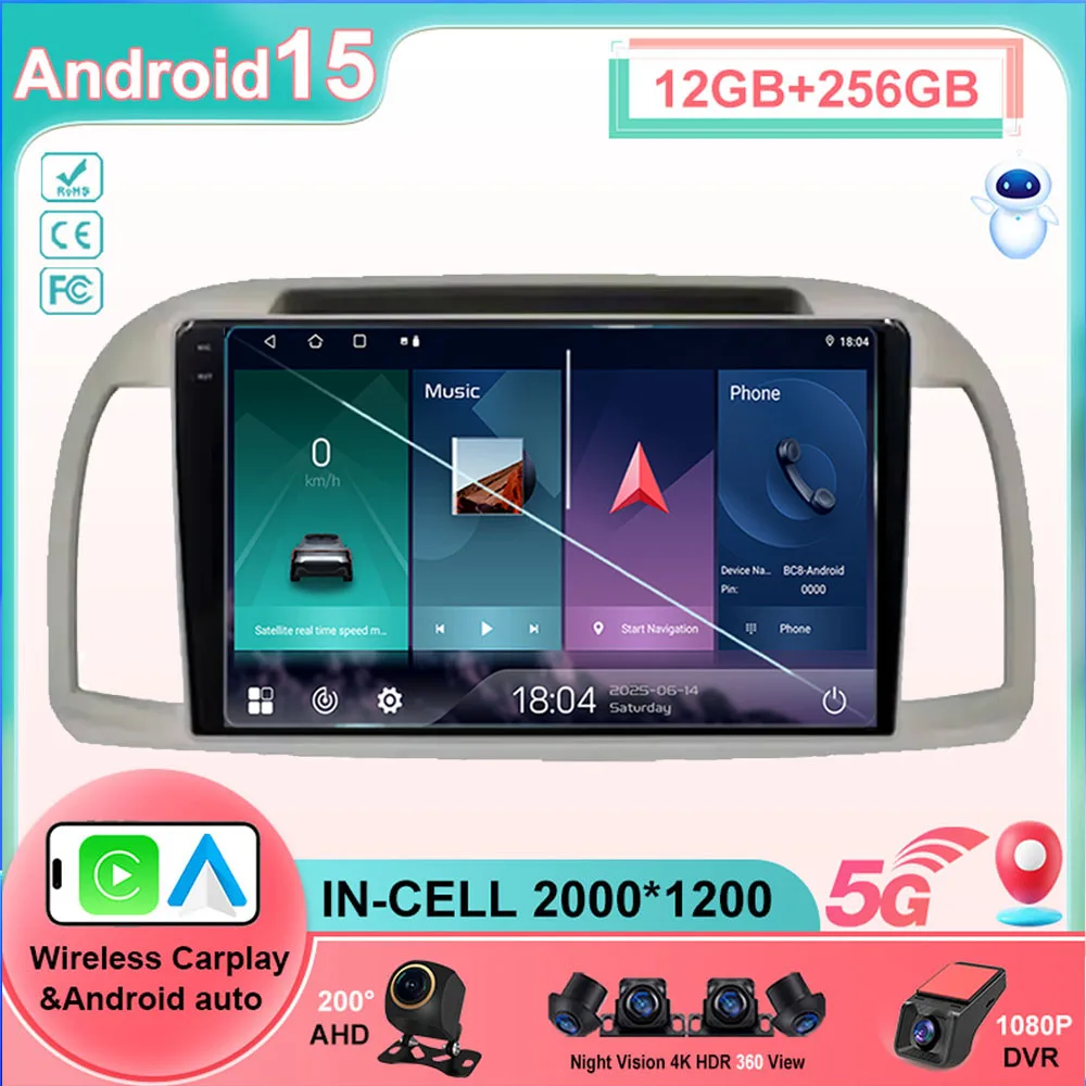  Car Radio Android 15 For Nissan March Micra K12 2002-2010 Navigation Auto GPS Head Unit Stereo 5G WIFI Multimedia Wireless