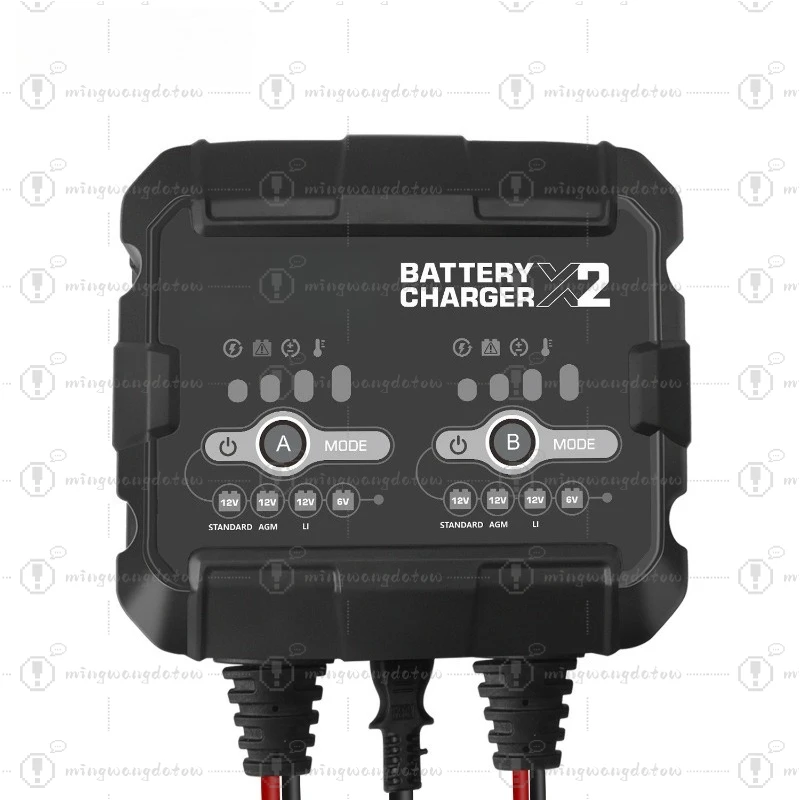 6V/12V Car & Motorcycle Battery Charger, 2A2 Dual Current, for Lead-Acid & Lithium Batteries