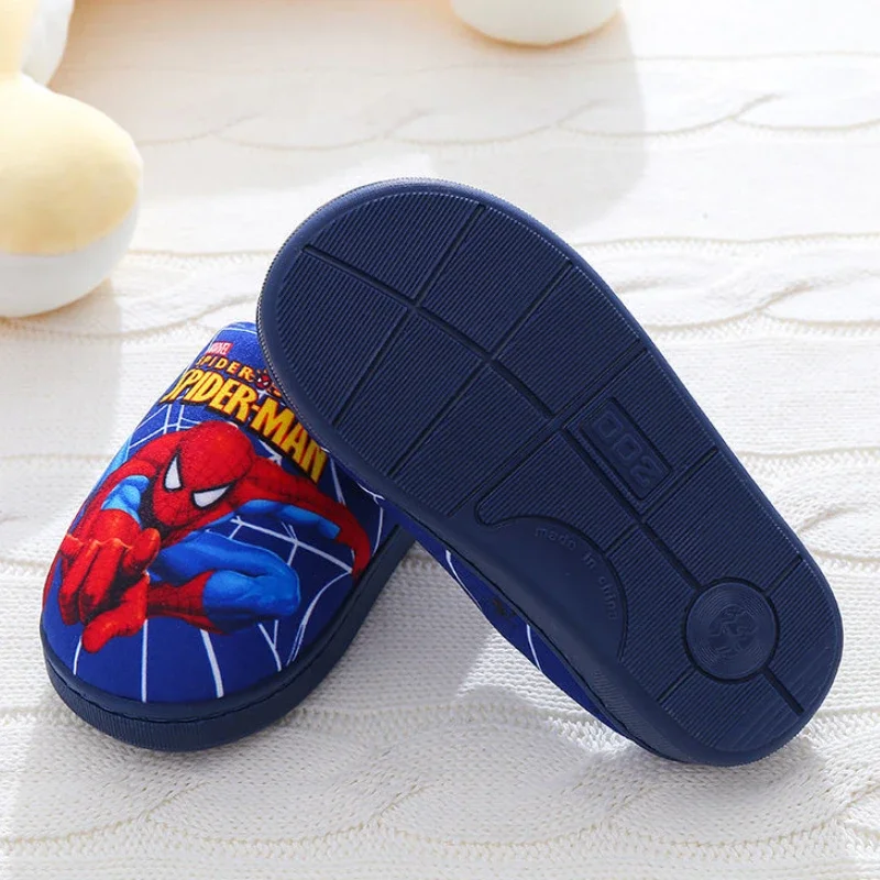 Disney Cartoon Printed Spider-man Cotton Slippers For Children\'s Shoes Fashion Style Warmth Winter Indoor Kids Boys Slipper